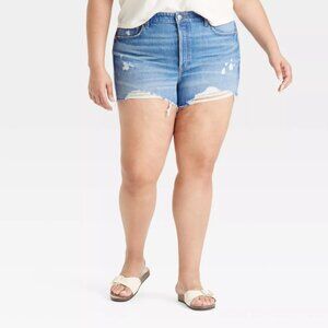 NWT Universal Thread Women's 18 Blue High-Rise Cutoff Mini Jean Shorts Raw Hems